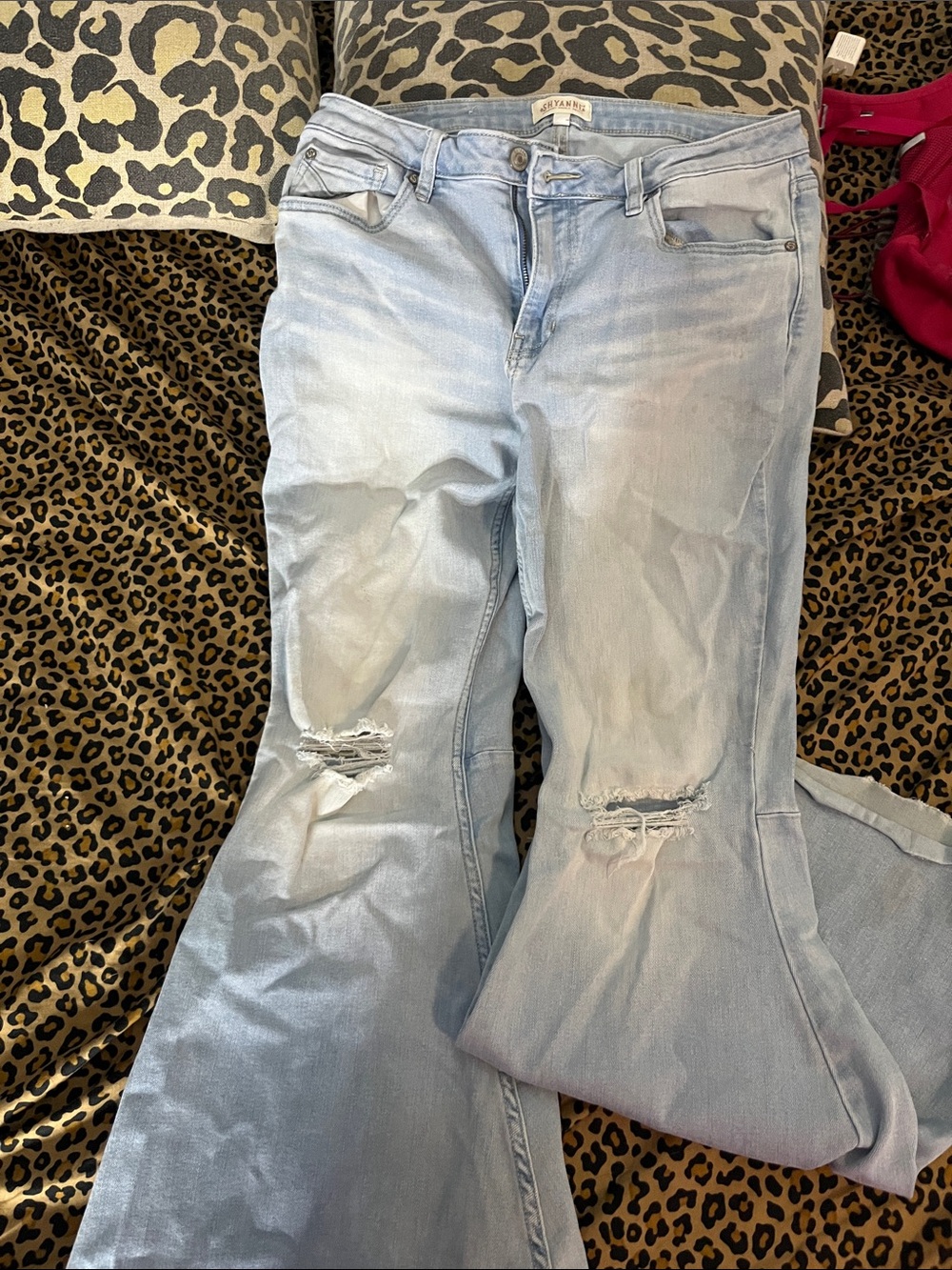 Shyanne Light Blue Distressed Flare Jeans